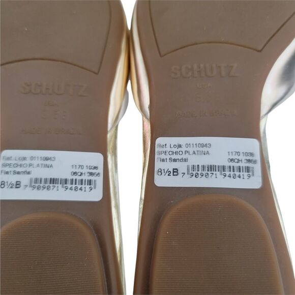 Schutz Gold Ankle Strap Flat 8.5M - Picture 6 of 7